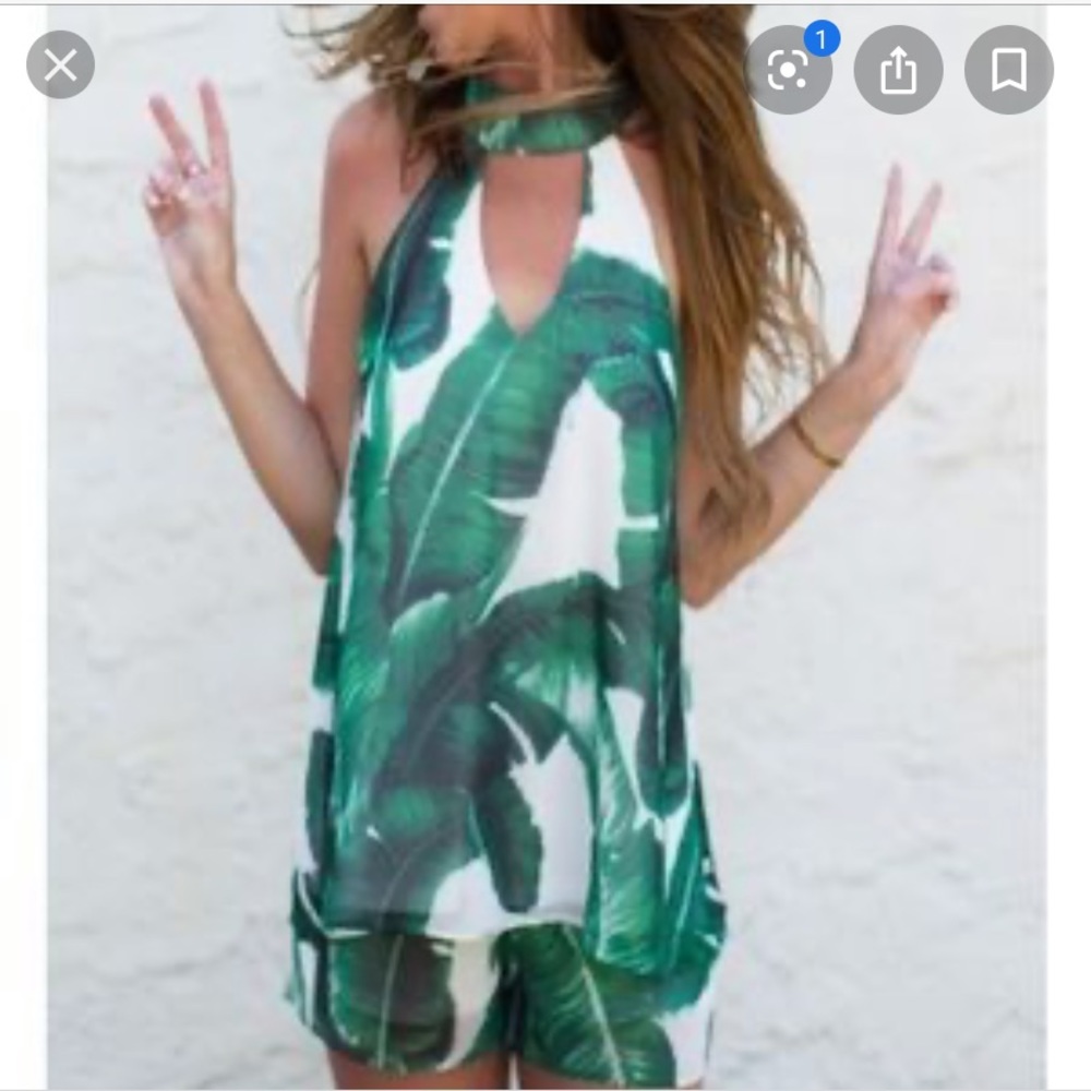 Leaf Print Romper